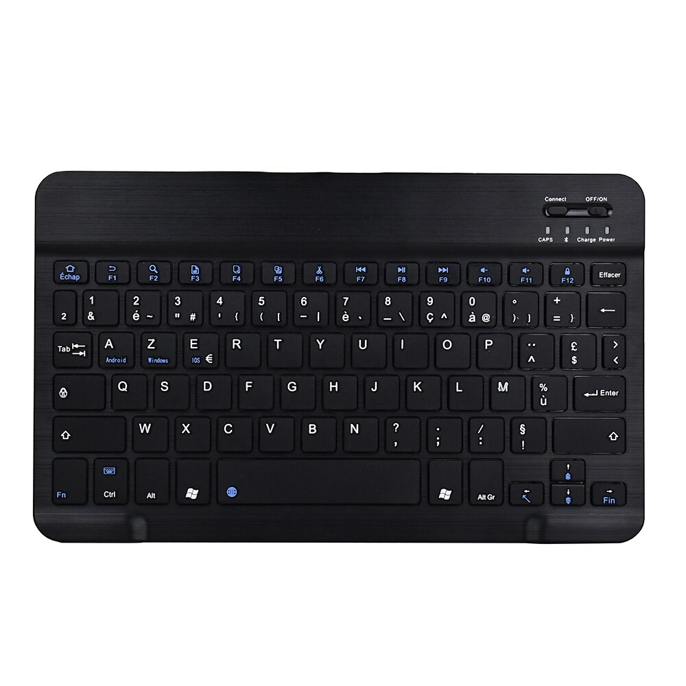 Zienstar 10inch Azerty French Aluminum Wireless Keyboard Bluetooth for Apple IOS Android Tablet Windows PC ,Lithium Battery