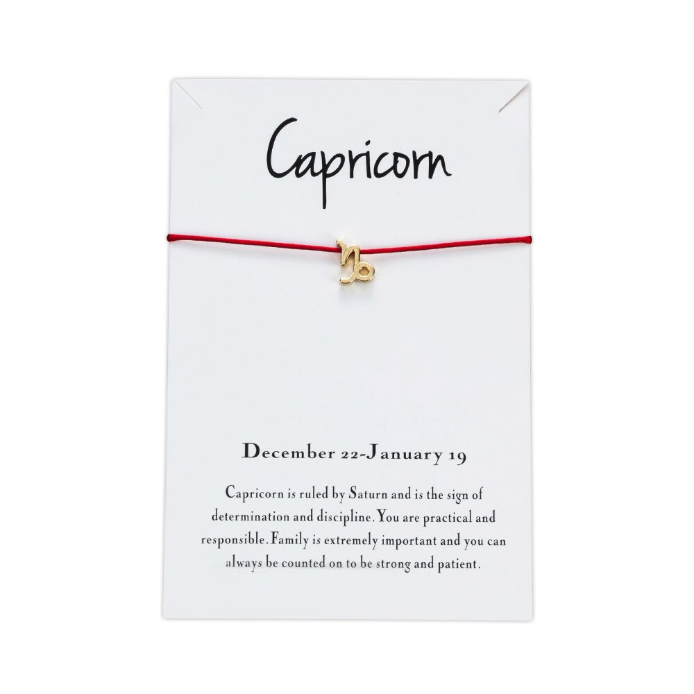 Lucky Eye Sterrenbeeld 12 Constellation Charm Armband Voor Vrouwen Mannen Armband Wish Card Sieraden Goud Kleur CN128: Capricorn