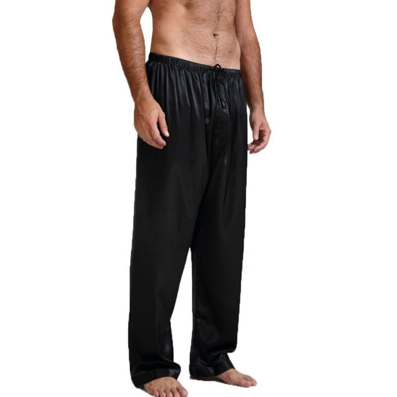Ropa de dormir de satén para hombre, pijamas de seda, pantalones de salón, pantalones informales, ropa de dormir