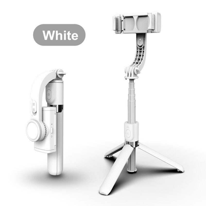 L08 håndholdt greb stabilisator stativ 3 in 1 selfie stick håndtag fjernbetjening selfie stativ til alle smartphones mini stativer: Hvid