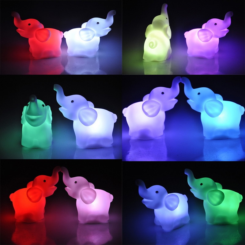 Olifant Verlichting Led Nachtlampje Voor Kinderen Baby Kids 7 Kleuren Verwisselbare Schakelaar Nachtlampje Led Bar Licht
