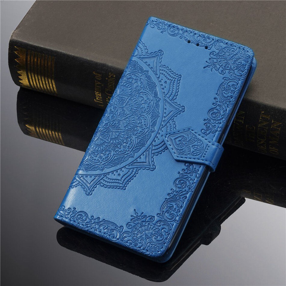 Voor Vivo Y20 Flip Wallet Leather Case Voor Vivo Y20 Case Voor Vivo Y20 Achterkant Kaartsleuf Telefoon Gevallen: Blue