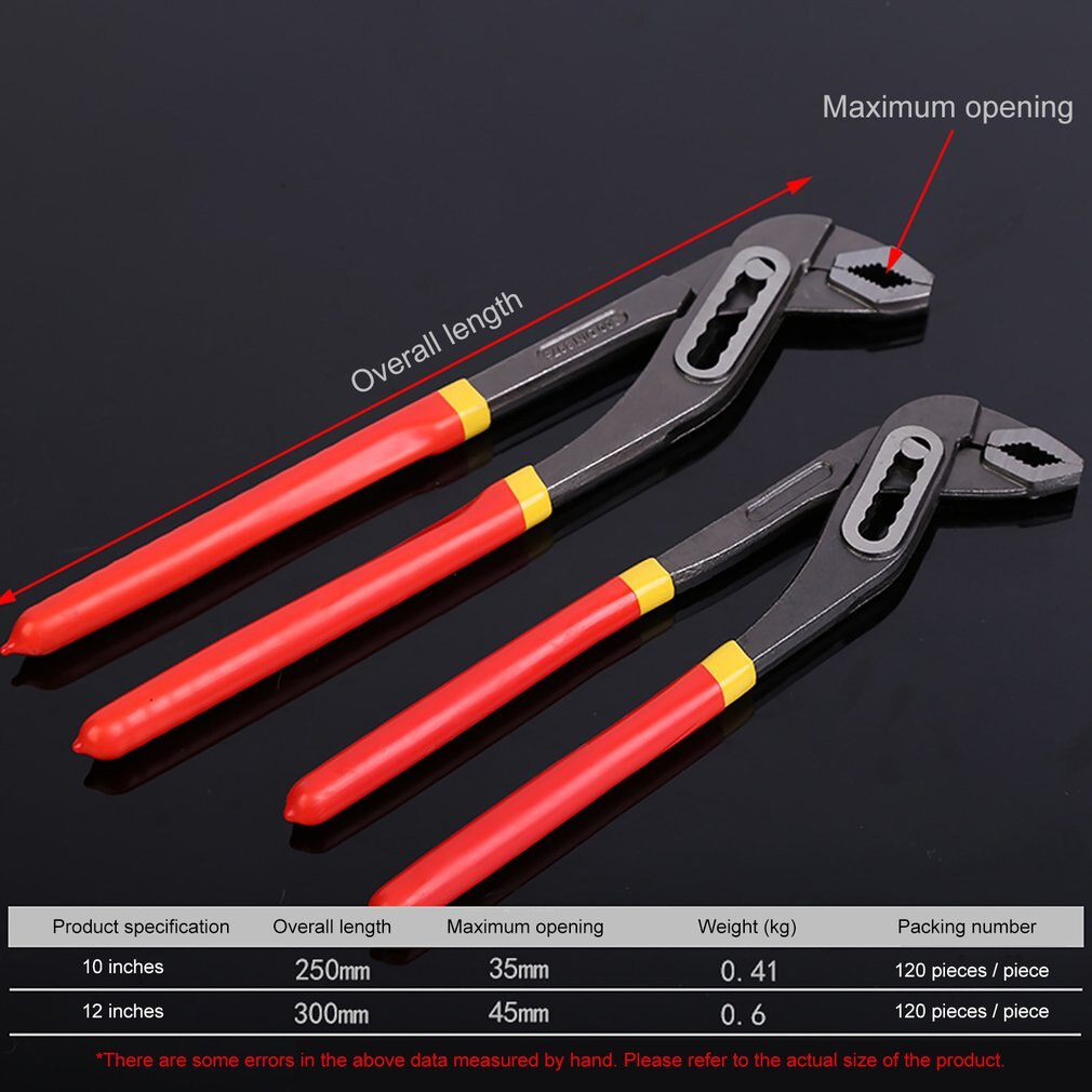 10Inch/12Inch Water Pump Pliers Quick-release Plumbing Pliers Havy Duty Straight Jaw Groove Joint Plier Manual Tools
