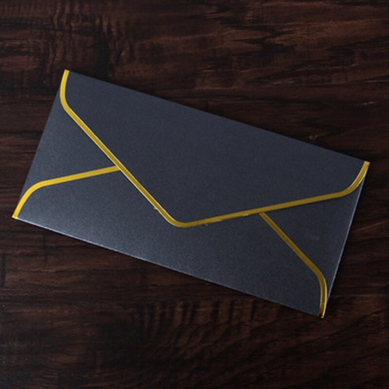 50Pcs 22x11cm Retro Envelope Vintage Paper Envelopes Postcard Packaging Envelope Luxurious Wedding Invitation Card Envelope: black