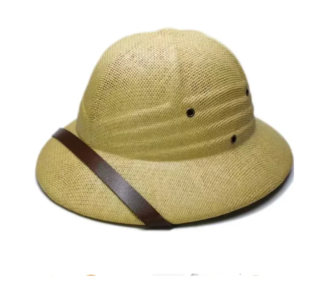 100% Stro Helm Tropenzonnehoed Zomer Mannen Vietnam Oorlog Leger Hoed Vader Schipper Emmer Hoeden Safari Jungle Mijnwerkers Pet: Army Green