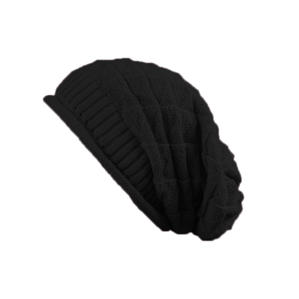 Koreaanse wintermutsen voor dames, heren, oversized slouchy twist hoed, dikke warme mutsen, heren casual gebreide muts: Zwart