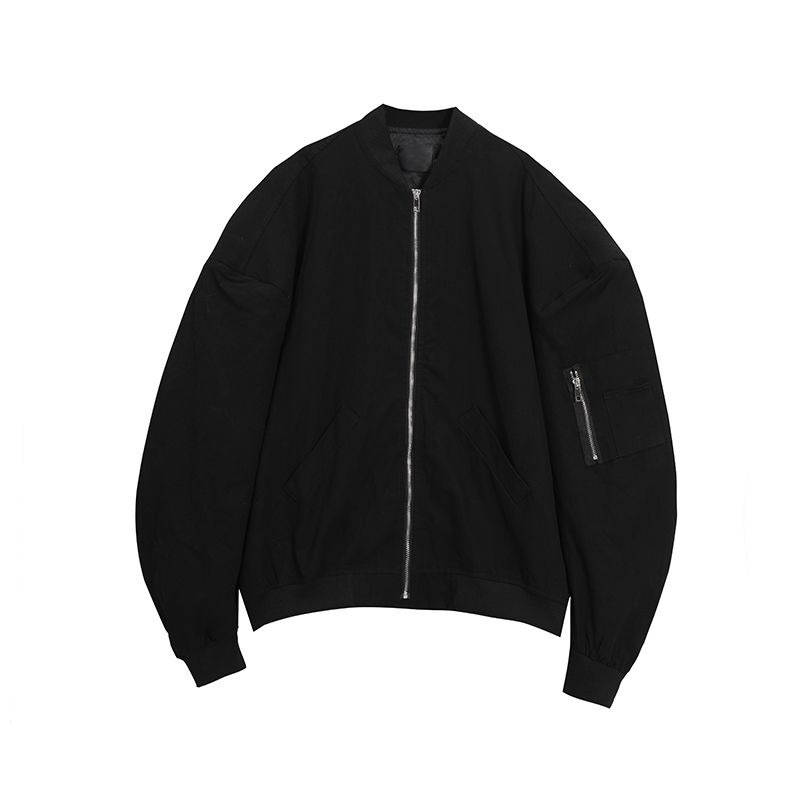 Oversize jakker kvinder bf stil chic bomberjakke frakker harajuku ensfarvet koreansk lynlås afslappet efterår overtøj vindjakke: Xxl / Sort