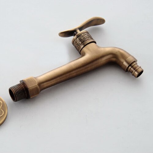 Extra Long Antique Brass Single Handle Kitchen faucet wall mounted Laundry bathroom Mop Water Tap SZ-8665F: Antique 2