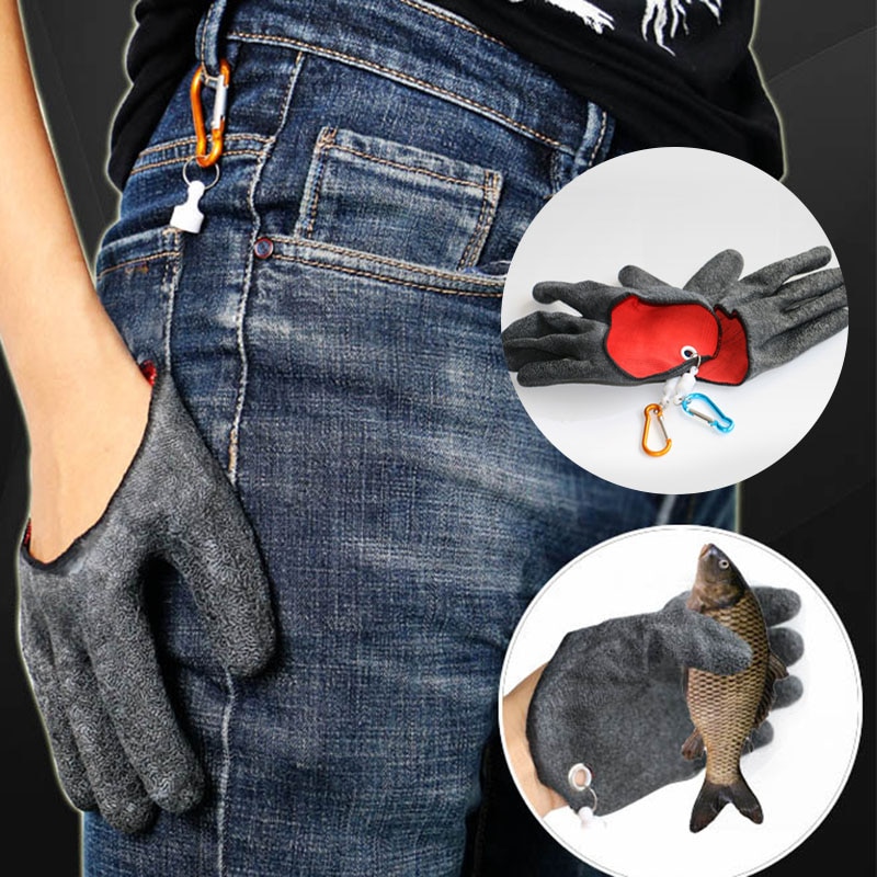 Guantes de pesca de pescador con ganchos magnéticos, protectores de mano resistentes a perforaciones