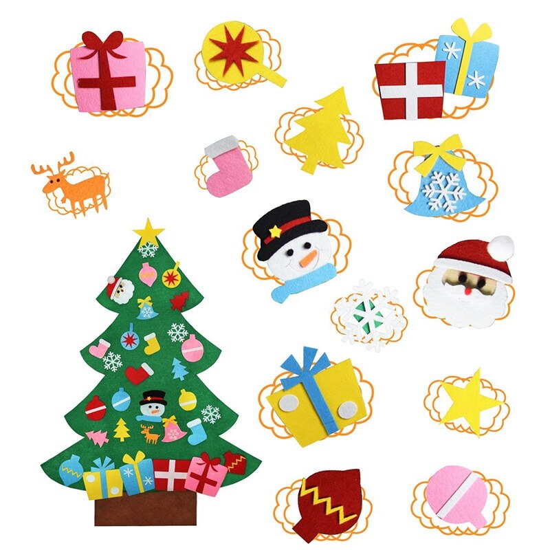 3D DIY Felt Christmas Tree with 31 Christmas Decorations for Home Christmas Tree Decoration Xmas Year