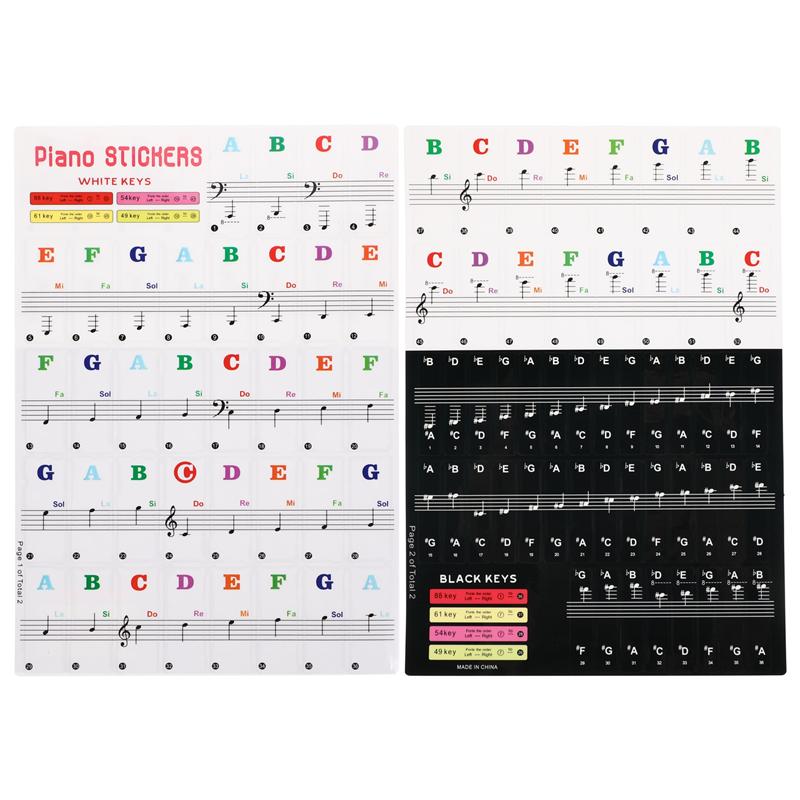 2 Sets Verwijderbare Transparante Piano Sleutel Stickers Piano Toetsenbord Stickers Voor Beginners Kinderen