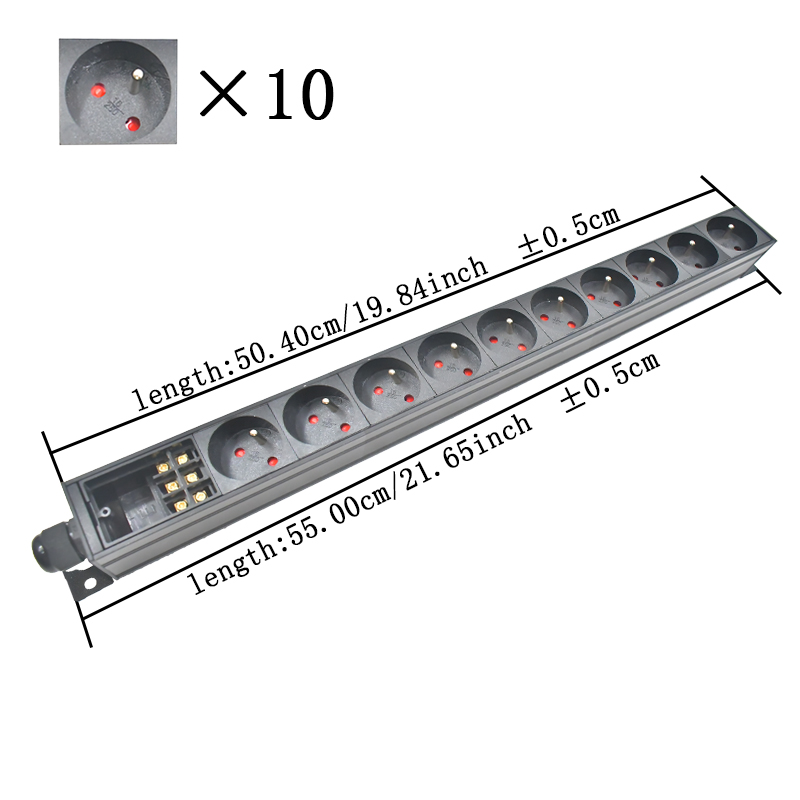 PDU power strip network cabinet rack wall desktop table bottom 1-11AC French socket with junction box No extension cable: Type 20
