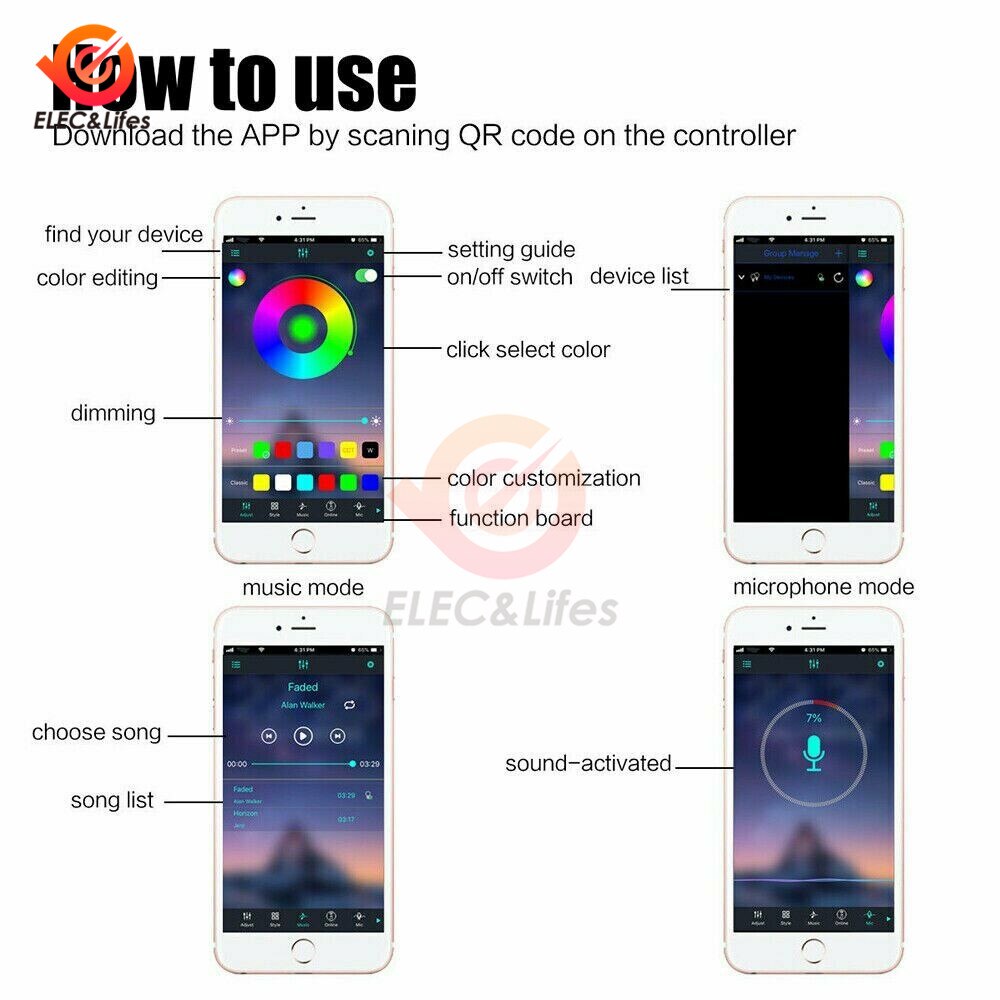 Dc 5V Usb Led Strip 5050 Smd Rgb 1M 2M 3M 4M 5M Bluetooth app Controle Flexibele Licht Tv Achtergrond Rgb Led Tape 30Leds