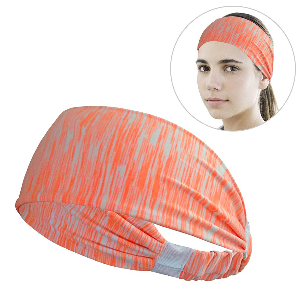 Cinta para el sudor absorbente para ciclismo y Yoga, banda para el sudor para mujer, diadema transpirable, bandas para el pelo para Yoga, bandas para el sudor para la cabeza, seguridad deportiva:  Striped Orange