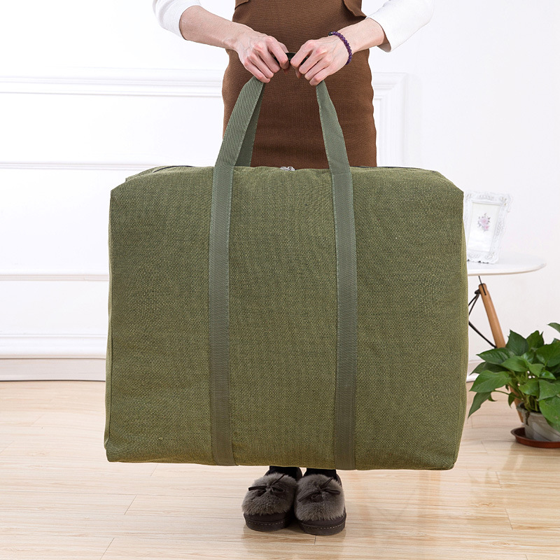 Foldable Canvas Storage Bag Clothes Blanket Quilt Wardrobe Closet Dust Proof Under Bed Pouch Wardrobe Closet Organizer Accessory