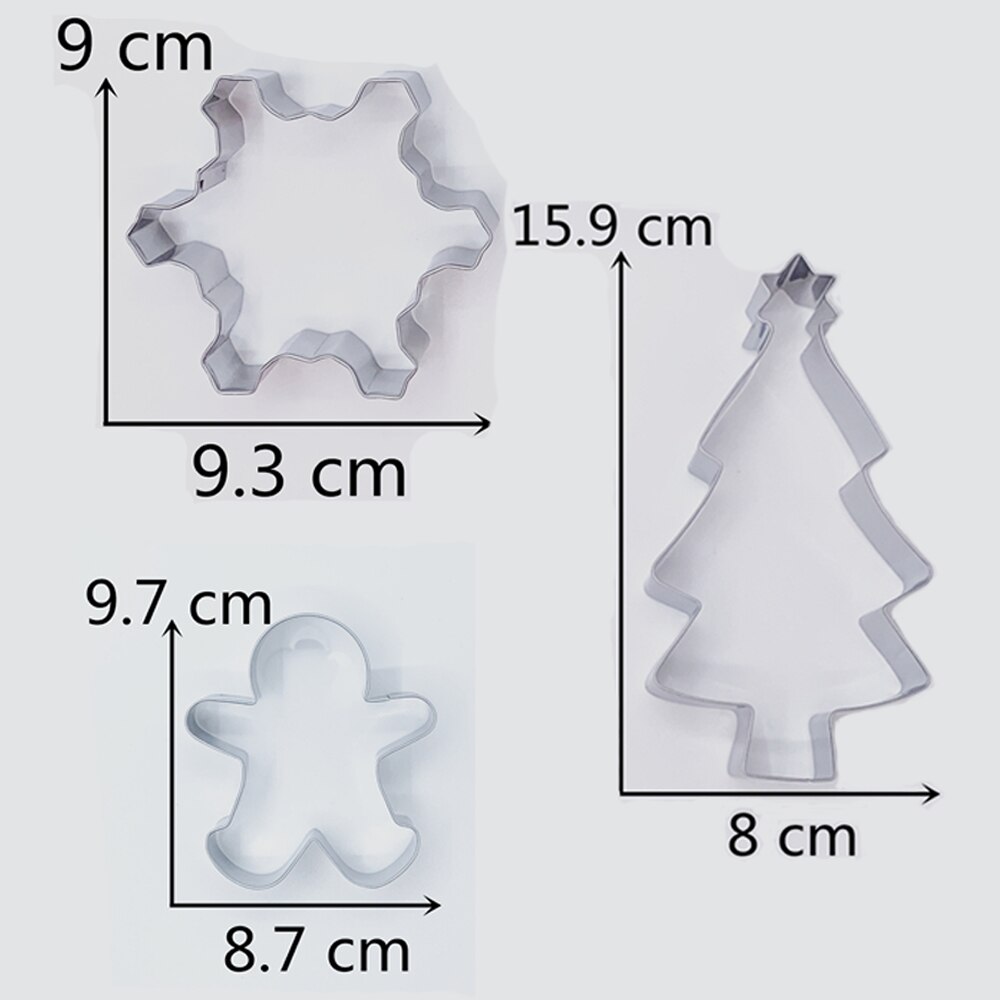 KENIAO Kerst Cookie Cutter Set-3 PC-Kerstboom, Sneeuwvlok, gingerbread Man Biscuit en Fondant Snijders-Rvs