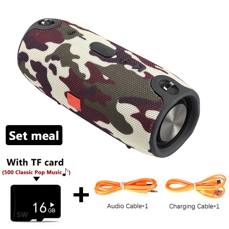 40W High Power Portable Bluetooth Speaker Outdoor Wireless Column Subwoofer Soundbar Waterproof Super Bass Music Center AUX TF: Camouflage TF Card