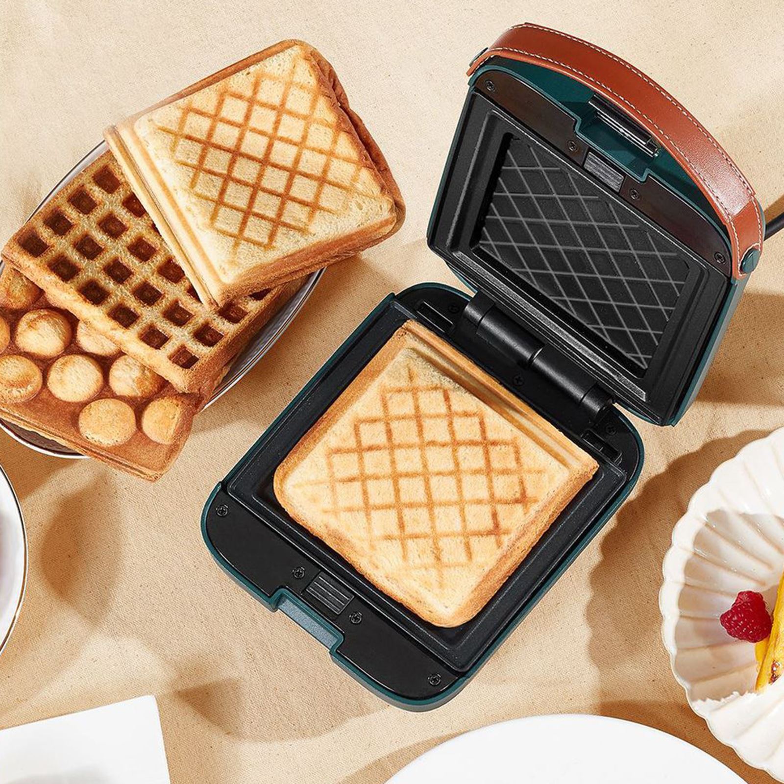 Tostadora antiadherente para sándwiches, máquina para desayuno, tostadora para bocadillos, utensilios para hornear extraíbles