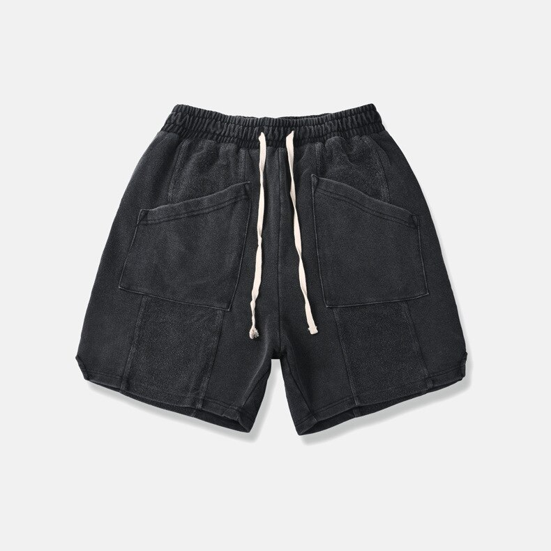 Miesten löysät hip hop sportwear -shortsit, joissa on taskut: L / Musta