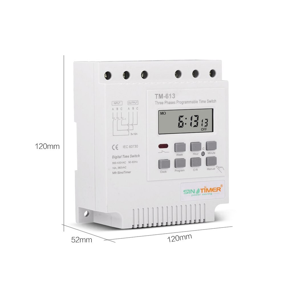 Three Phases 380V 7 Days Weekly Programmable Timer Relay Digital Electronic Microcomputer Time Control Pump Timing Switch