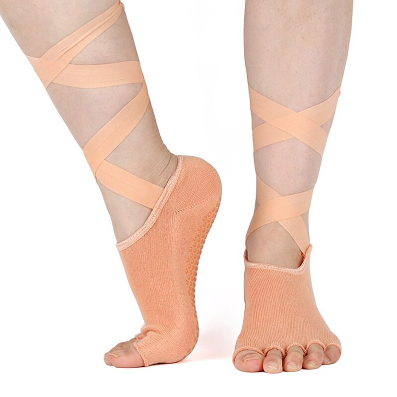 Calzini Yoga Cotone - Mezzo Dito Antiscivolo - Donna Pilates Barre Workout