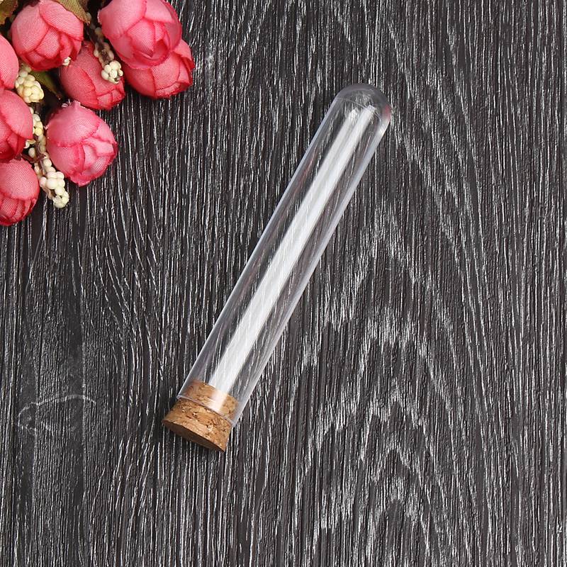 Tubo de ensayo de plástico con tapón de corcho, suministros educativos para escuela, laboratorio, vidrio transparente, 18x105mm, 50 Uds./paquete