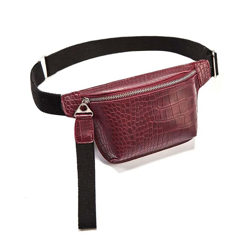 TTOU Women Waist Bag Crocodile Chest Belt Bag Clutch Female Pu Leather Handbag Cross Body Pouch Bag Fanny Pack Sachet: Red