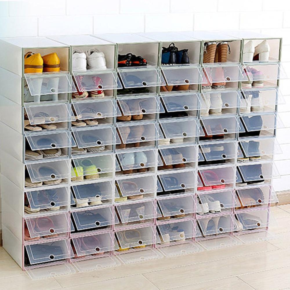 Flip Shoes Box Thickened Transparent Drawer Case Plastic Shoe Boxes Stackable Box Shoe Organizer Shoebox storage Shoe rack