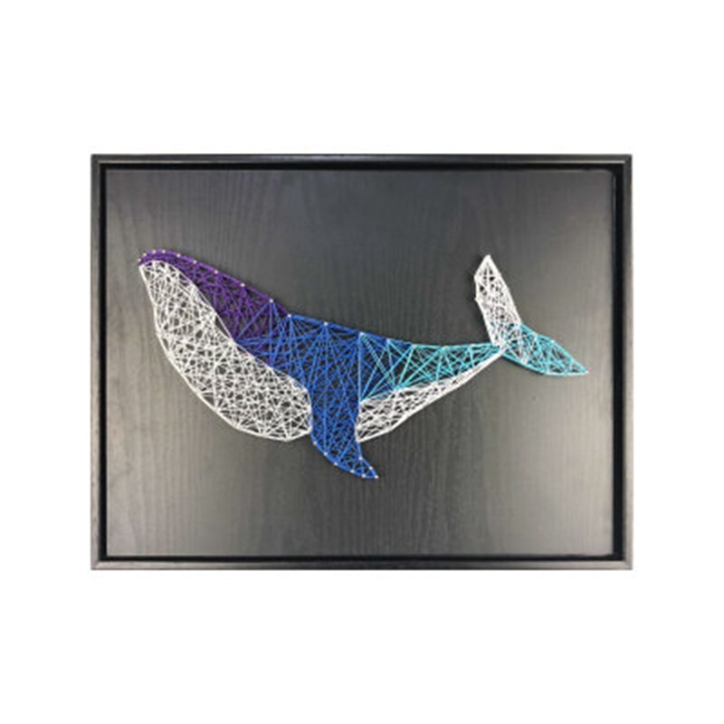 Diy nail string art kit hval vikling linjer tegning male kunst kit med ramme 3d garn maling pin string art