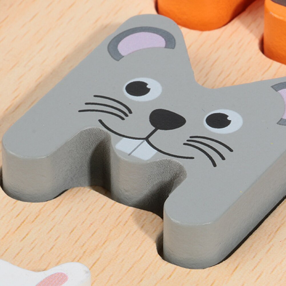 Wooden 26 Letter Animal Block Puzzle Early Educational Children Toddler Game Toy Kids Educational Toys for Children