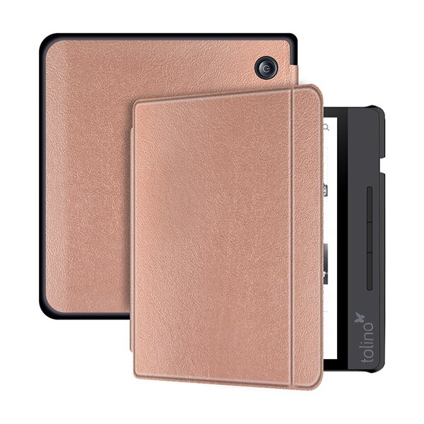 Case voor Tolino Vision 5 Beschermhoes voor Tolino Vision 5 7 inch e-book reader sleepcover funda capa shell stylus + film: Rose gold