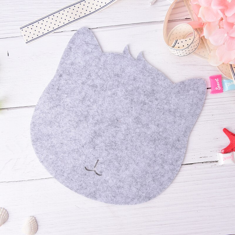 Optical Trackball PC Thicken Mouse Pad Felt Cloth 220*220*3mm Universal Cute Cat MousePad Mat for Laptop Computer Tablet PC: Light Grey