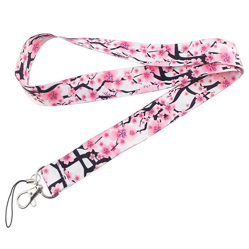 Correa para llavero con de flores rosas, cordón para llaves, tarjeta de identificación, soporte para llave, collar, accesorios de cinta