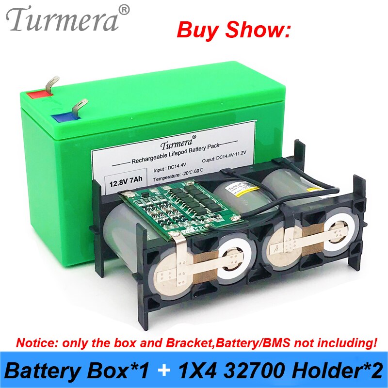 Turmera 32650 32700 Lifepo4 Battery Storage Box with 1x4 Bracket for 12V Uninterrupted Power Supply and E-bike Battery Use