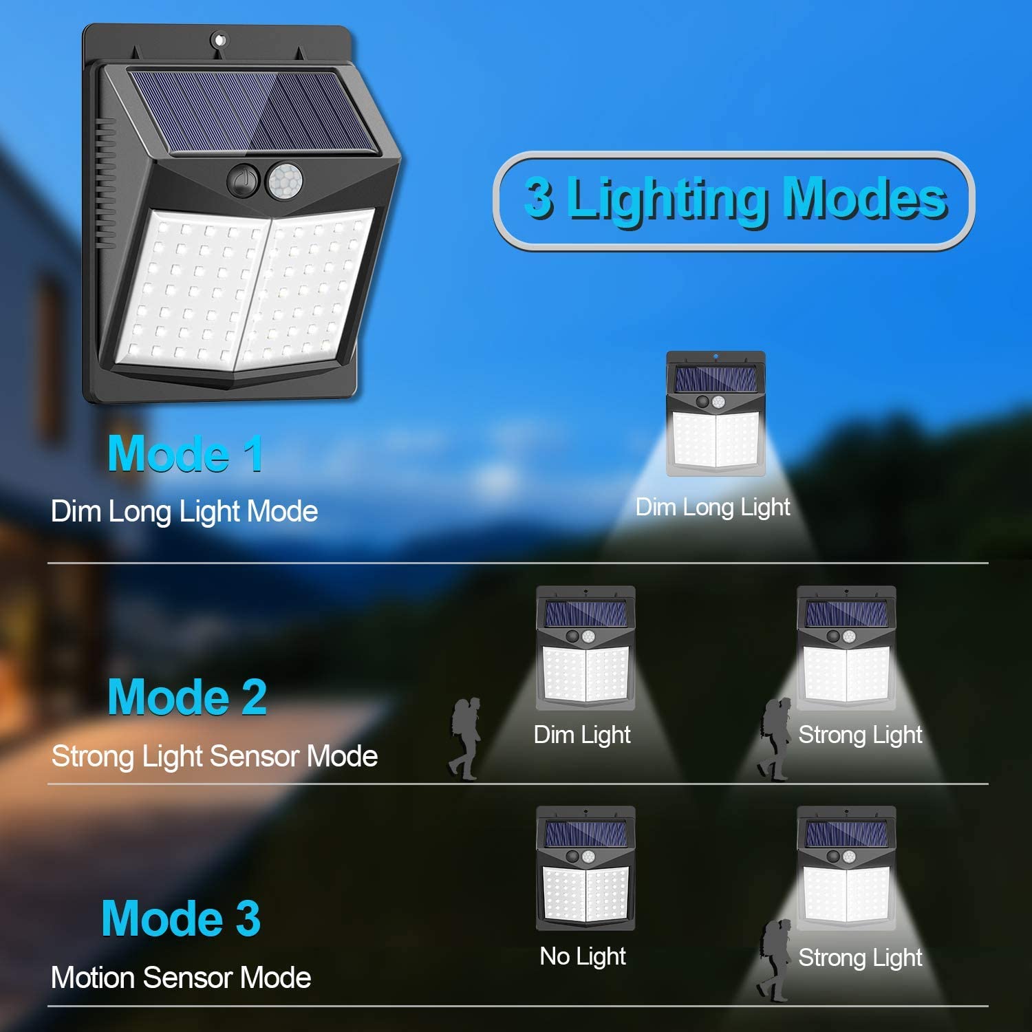 Solar Lights Outdoor 50LED Motion Sensor Security Lights Solar Security Lights Waterproof Outdoor Lights for Garden Patio Yard