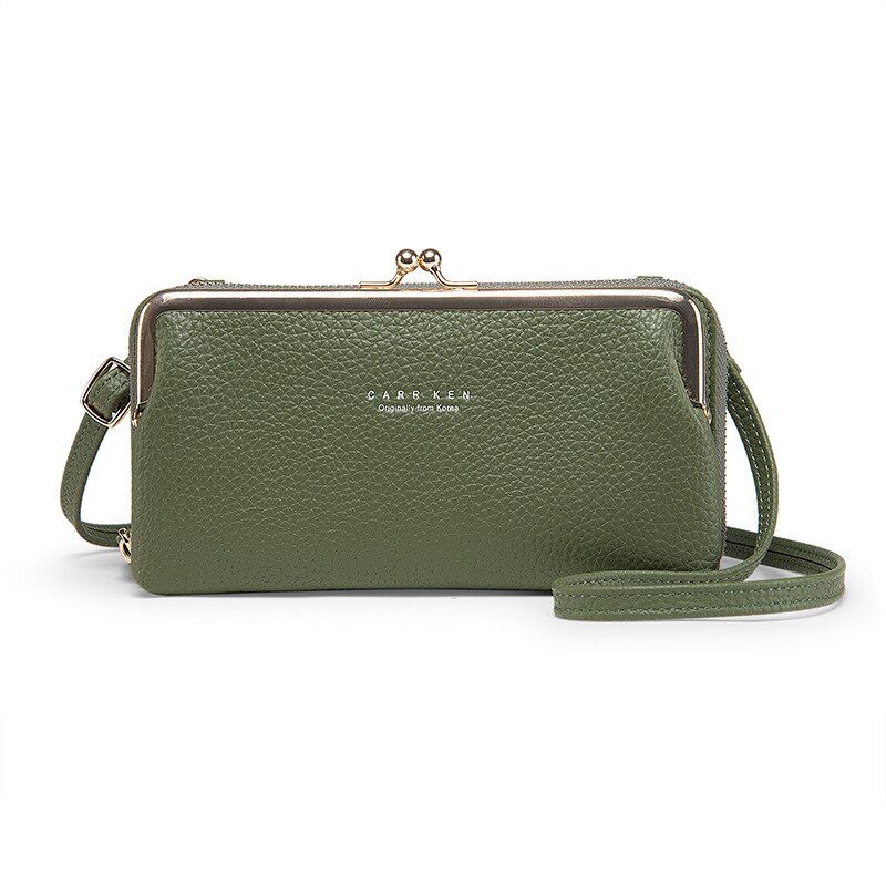 Soft PU Leather Crossbody Bags For Women Small Mini with Metal Handle Lady Shoulder Messenger Bag Handbags: C0042-GREEN