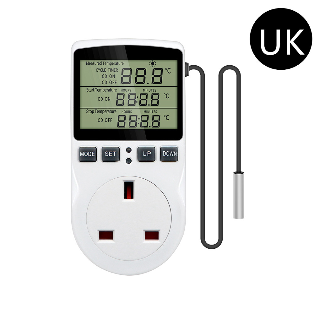 Termostato de enchufe con temporizador KT3100, controlador de temperatura multifunción, salida con temporizador, interruptor, Sensor, sonda, calefacción y refrigeración: UK plug