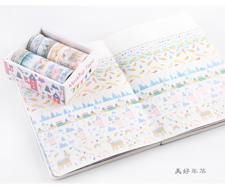 Ruban Washi décoratif avec chansons d'amour sous les étoiles, ruban de masquage décoratif pour bricolage, fournitures scolaires et de bureau, pour bricolage, 10 pièces/paquet: 07