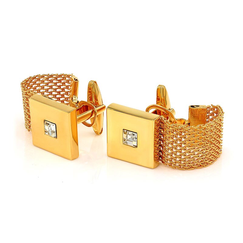 Gemelos de cadena de Color dorado Kemstone de lujo con gemelos de cristal para hombre para de joyería de boda al por mayor