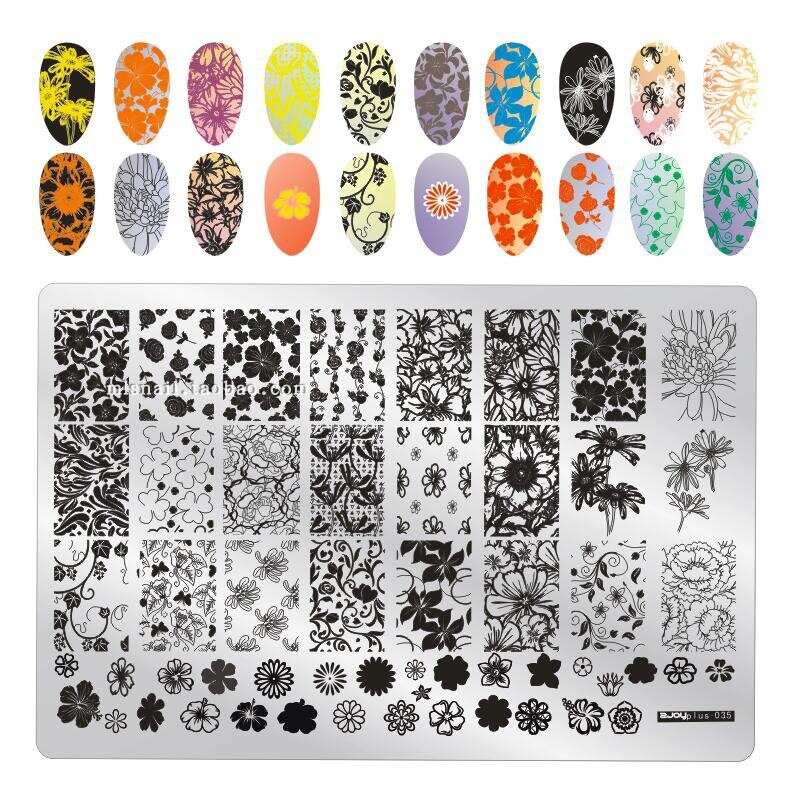 XXL 15cm Rectangle Nail Stamping Plates Stainless Steel Autumn Overprint Stamp Stencils Big Rectangle Nail Stamping Plates: 35
