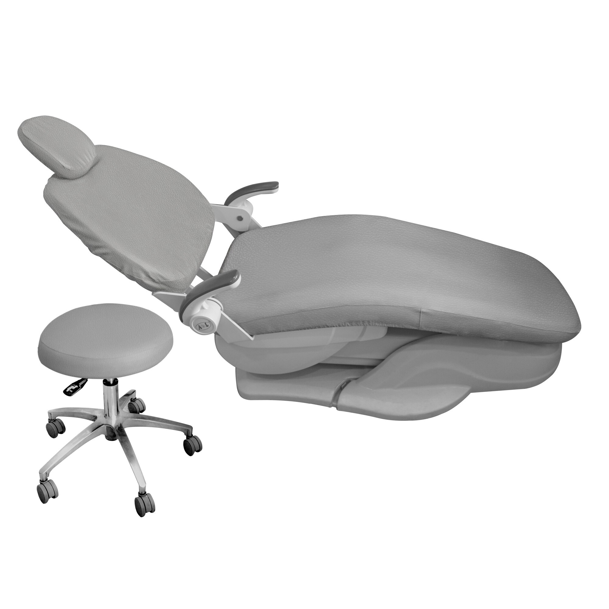Dental PU Leather Unit Dental Chair Seat Cover Chair Cover Elastic Waterproof Protective Case Protector Dentist Equipment 1 Set: gray