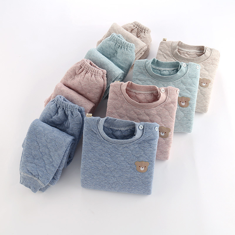 herbst Winter Pyjamas Für Kinder Plus Samt Verdickung Housecoat Set Warme Freizeit Haus Jungen Outfit Nette Mädchen Kleidung
