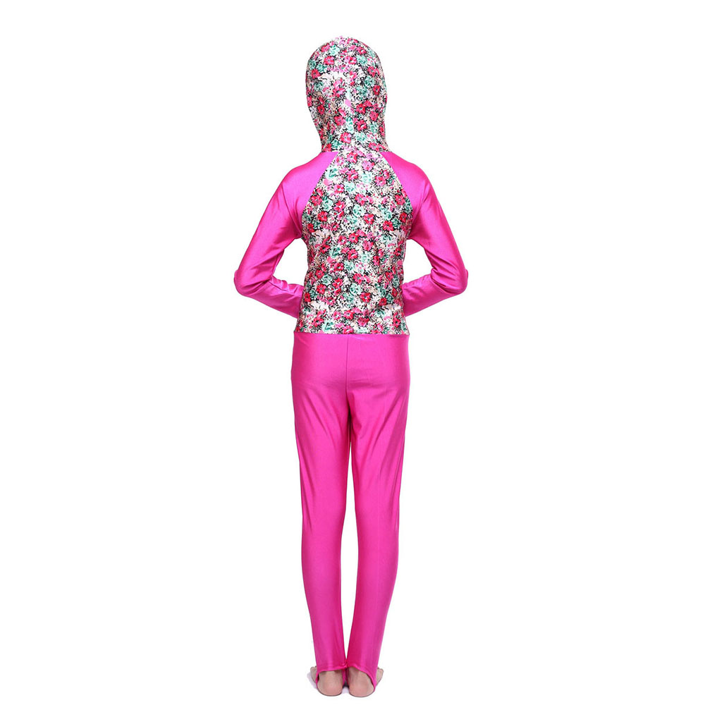 Burkini Meisje 10 Jaar Moslim Mode Badmode Bescheiden Badpak Bloemen Wave Poit Een Stuk Badpak Met Hoed Lange Mouw burkini muslim swimwear moslim mode boerkini dames borkini muslim swimwear