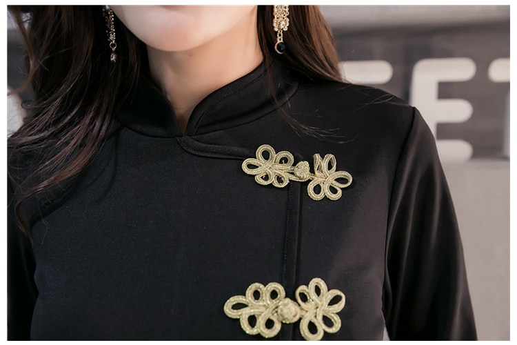Japanilainen harajuku vintage gootti lolita mekot musta punainen pitkähihainen kiinalainen tyyli cheongsam mekkokokoelma