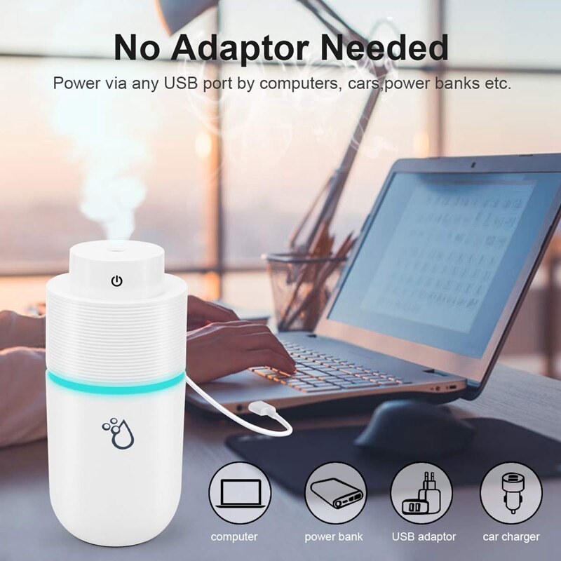 Car Diffuser, Cold Fog Air Car Humidifier Air Freshener USB Ultrasonic Diffuser with 7 Kinds of Color LED Lights, Suitable for C