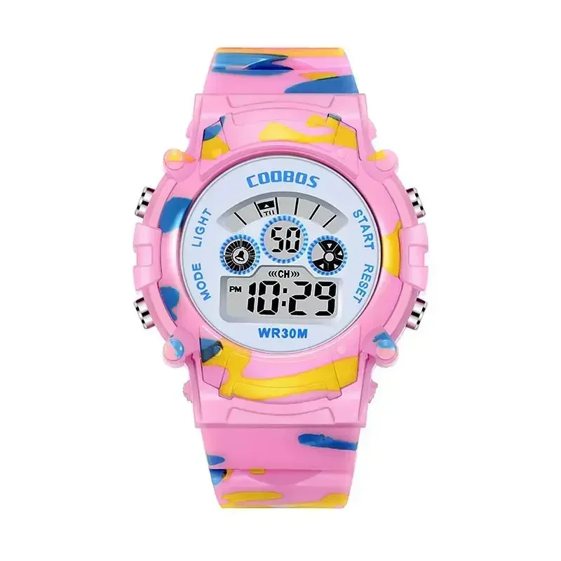 Orologi per bambini mimetici luminosi Allarme digitale veloce colorato a portato per ragazzi e ragazze Orologio creativo antisismico per bambini: buio marrone