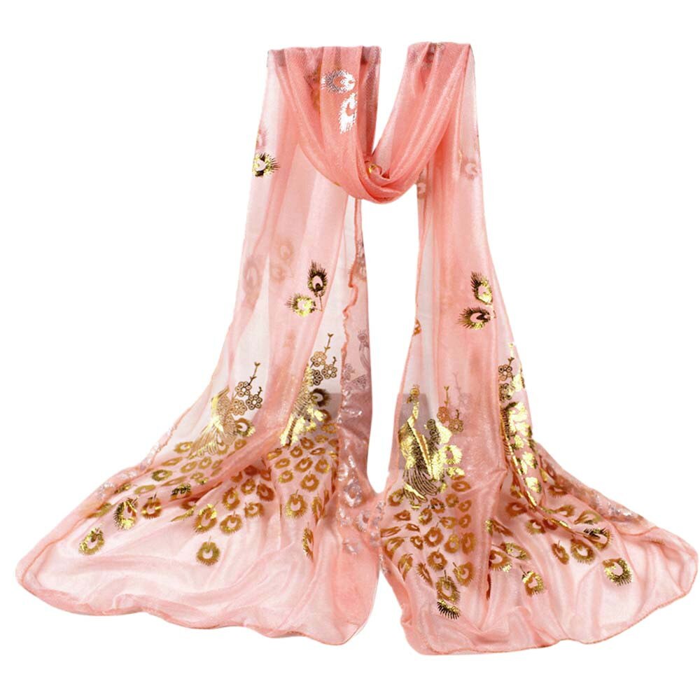25#  kvinnor flerfärgad påfågel blomma halsduk lång mjuk wrap stal pashmina halsduk tryckt lång mjuk wrap sjal scarf платок женский