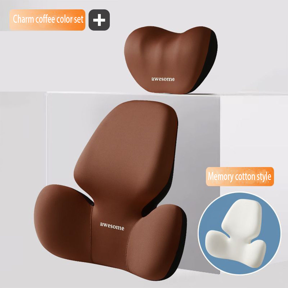 Update Car Lumbar Support Pillow Auto Neck Pillow Waist Support Removable Washable Backrest Universal Vehicle Cushion: Sky Blue