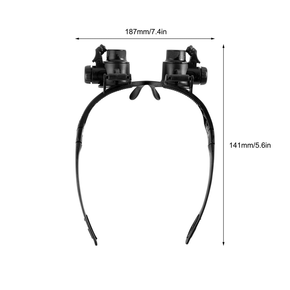 Horloge Reparatie Vergrootglas Vergrootglas Bril 10X 15X 20X 25X Dual Eye Sieraden Met 2 Led Verlichting Loupe Lens Microscoop