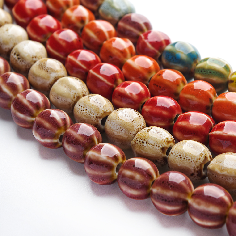 1 hebra 28 Uds. Cuentas redondas de cerámica de 1,1 cm porcelana hecha a mano DIY para la fabricación de joyas fabricación de cuentas de porcelana esmaltada